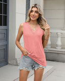 Camiseta sin mangas con cuello en V para mujer, corte holgado, básica