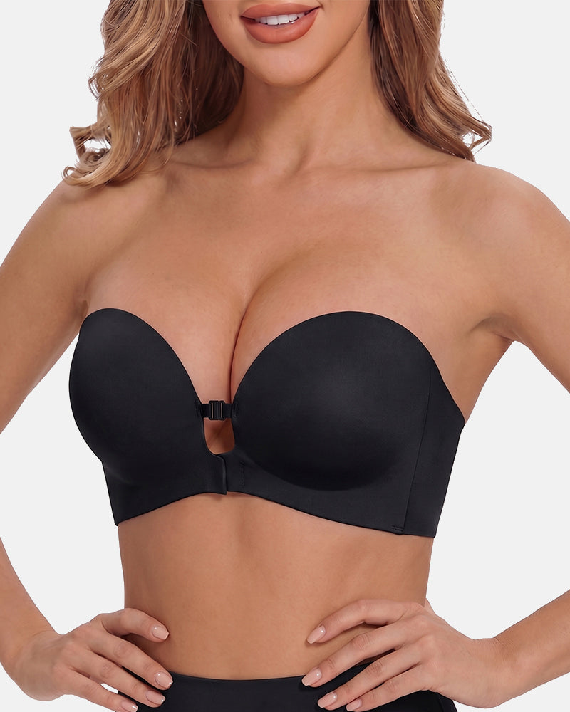 Strapless Front Closure Bra with Push Up Padded - Supportive & Seamless