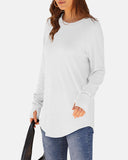 Women Long Sleeve Thumb Hole Crew Neck Tunic Top