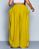 Pantalones de pernera ancha, casuales y de talla grande con ajuste holgado, lazo en la cintura y bolsillos