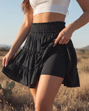 Women's Summer Flowy Ruffle Mini Skorts with Built-in Shorts & Pockets