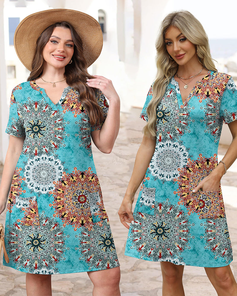 Vestido midi con cuello en V, suave como la mantequilla, favorecedor y con bolsillos