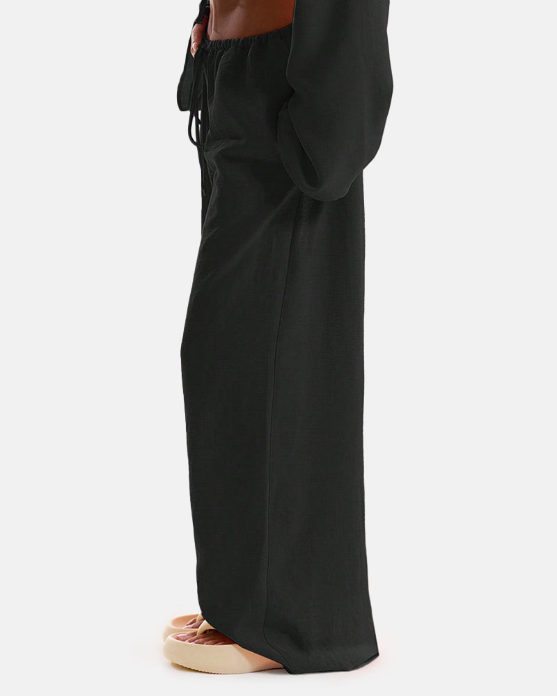 Women's Solid Pocket Pants Wide Leg