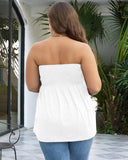 Plus Size Smocked Tube Top with Flowy Hem