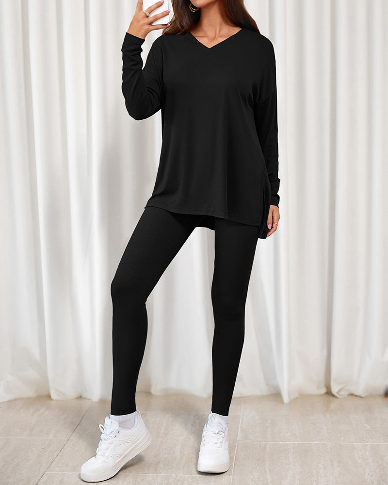 2026 Conjunto Informal de Descanso Camisas Extragrandes Leggings a Juego