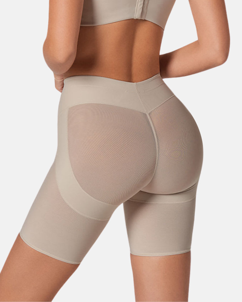 PowerUp Firm Compression Butt Lifter Shaper Shorts with Ruched Seam & Lift Bands