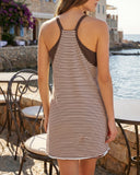 Vestido sin mangas con cuello de pico, rayas, shorts incorporados y bolsillos