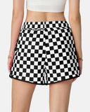 Checkered Drawstring Elastic Waist Casual Shorts with Pockets
