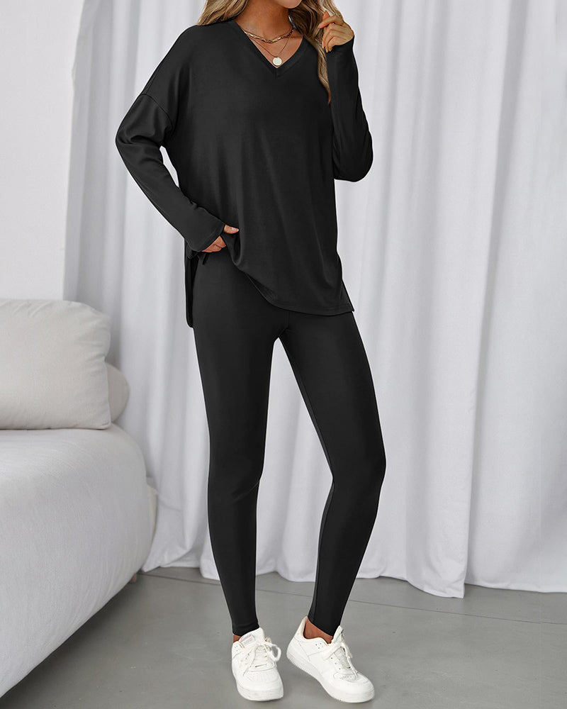 2026 Conjunto Informal de Descanso Camisas Extragrandes Leggings a Juego