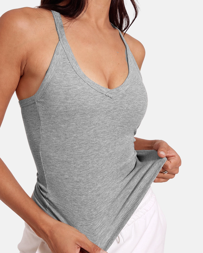 Camisetas sin mangas con tirantes finos, bordado troquelado y cuello redondo