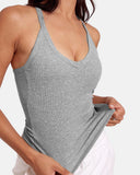 Camisetas sin mangas con tirantes finos, bordado troquelado y cuello redondo