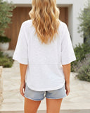 Crewneck Batwing Half Sleeve Solid Color T-Shirts