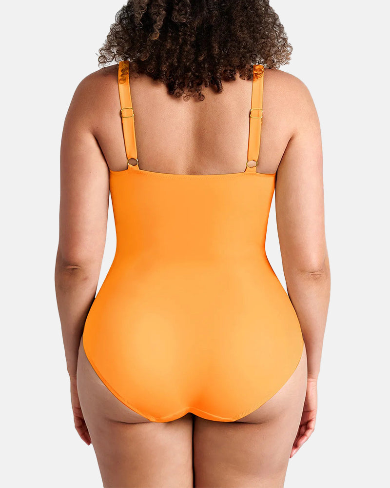 Traje de baño de una pieza con control de abdomen y escote en V profundo