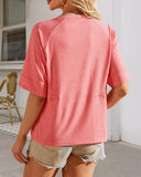 Camisetas de manga murciélago de cuello redondo de color liso