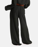 Women's Solid Pocket Pants Wide Leg