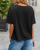 Camiseta de manga corta con cuello en V y ajuste holgado para mujer, de verano