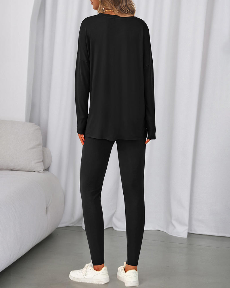 2026 Conjunto Informal de Descanso Camisas Extragrandes Leggings a Juego