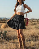 Women's Summer Flowy Ruffle Mini Skorts with Built-in Shorts & Pockets