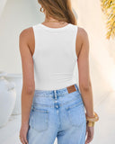 Camisetas sin mangas entalladas de punto acanalado con cuello en V