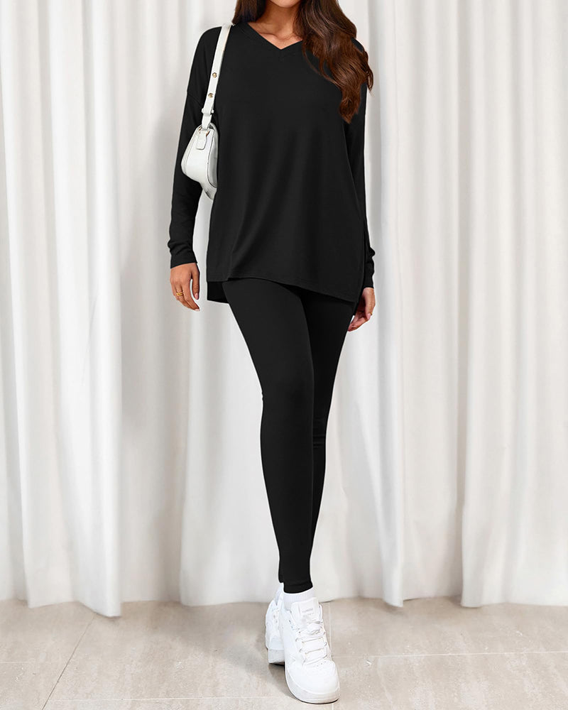 2026 Conjunto Informal de Descanso Camisas Extragrandes Leggings a Juego