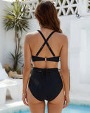 Conjunto de bikini de talle alto, control de abdomen, traje de baño de dos piezas con malla