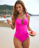 Sweetheart Neck Beads Tummy Control One-Piece Swimsuit