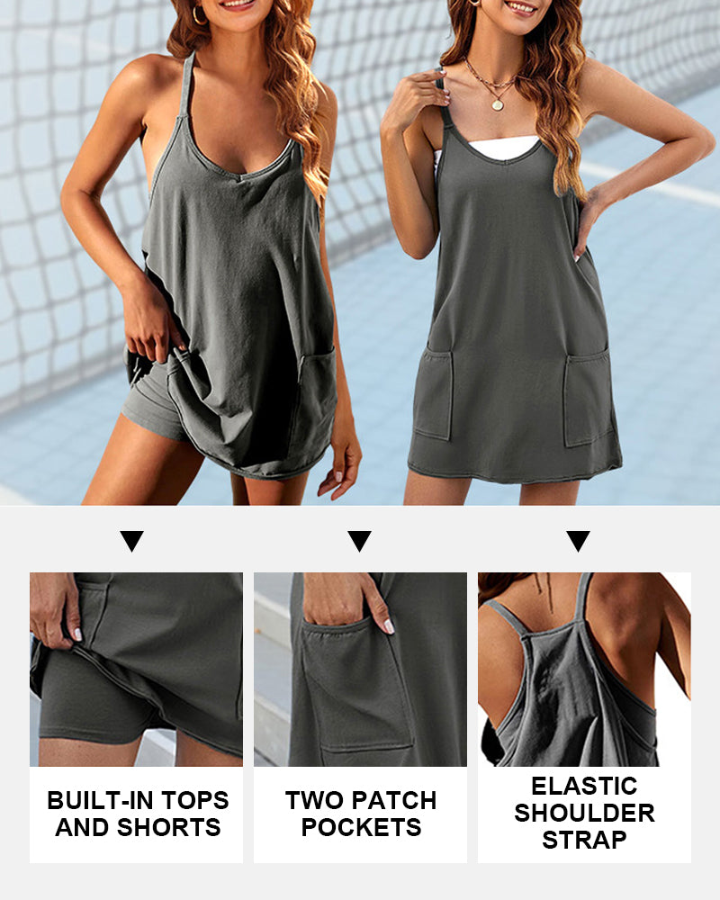 Women's Sleeveless Mini Dress with Built-in Shorts