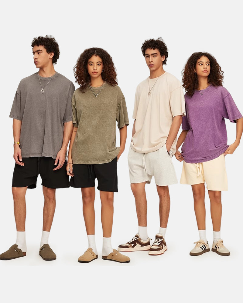 Oversized Acid Washed Cotton Vintage T-Shirts for Unisex