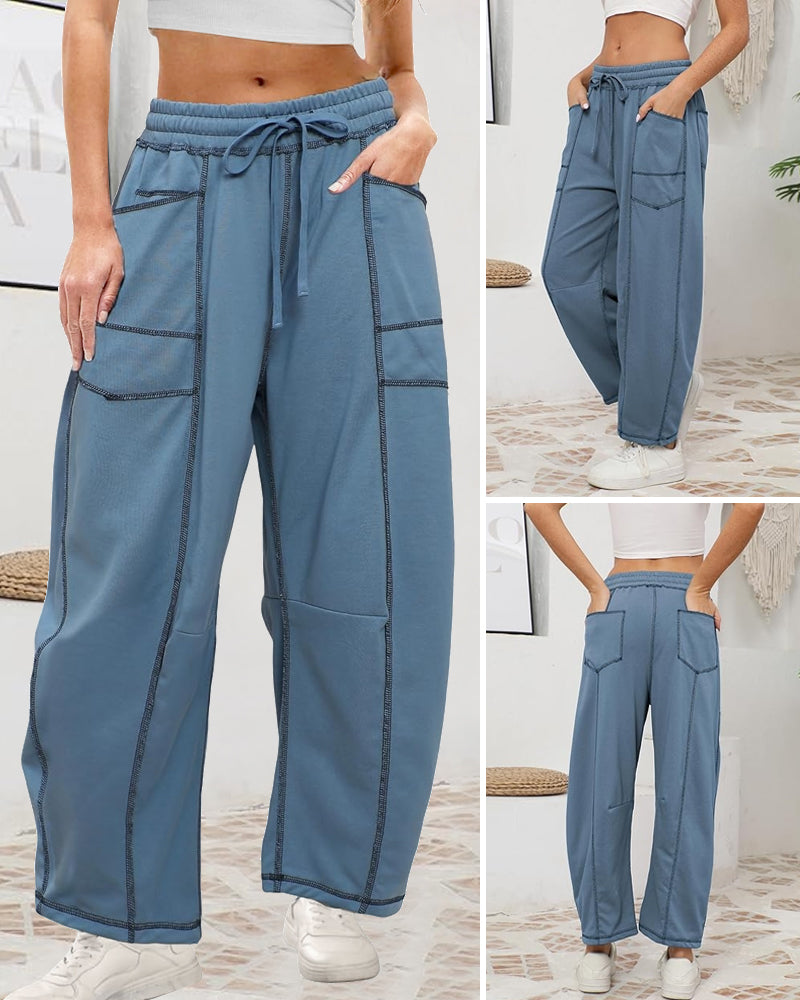 New Elevated Barrel Leg Lounge Pants - Slimming High Waist in Premium Organic Cotton