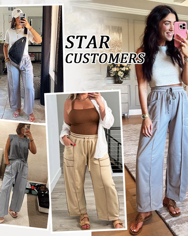 New Elevated Barrel Leg Lounge Pants - Slimming High Waist in Premium Organic Cotton