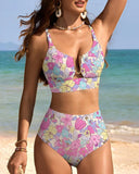 U-Wire Cutout Swimsuit High Waisted Textured Bikini Set