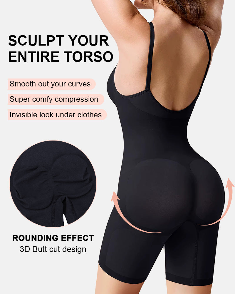 Women Tummy Control Bodysuit Mid Thigh Body Shaper