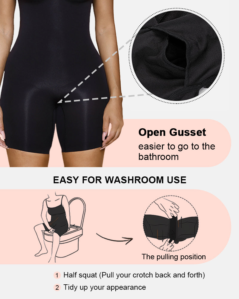 Women Tummy Control Bodysuit Mid Thigh Body Shaper