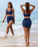 Sarong Wraps Bathing Suits Womens High Waisted Tummy Control Bikini Sets