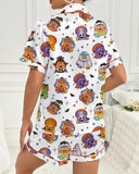 Spooky & Luxe: 2025 Retro Halloween Silk Satin Pajama Set