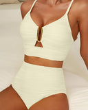 U-Wire Cutout Swimsuit High Waisted Textured Bikini Set