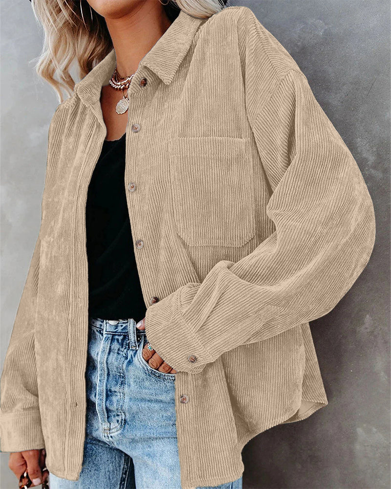 Oversized Boyfriend Corduroy Button Down Shirt