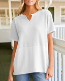 Summer Cozy Oversized Waffle Knit V-Neck Top