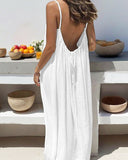 Women's Solid Color Backless Cami Dress