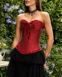 Lace Up Boned Overbust Corset Bustier