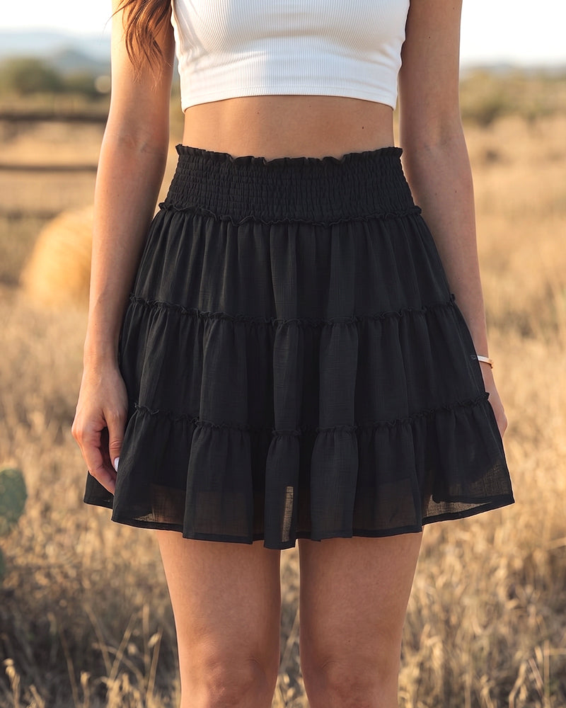 Women's Summer Flowy Ruffle Mini Skorts with Built-in Shorts & Pockets