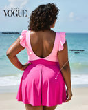 Ruffle Cutout Tummy Control Modest One Piece Swimsuit