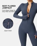 Women Zip Up Long Sleeve Workout Jumpsuit