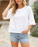 Crewneck Batwing Half Sleeve Solid Color T-Shirts