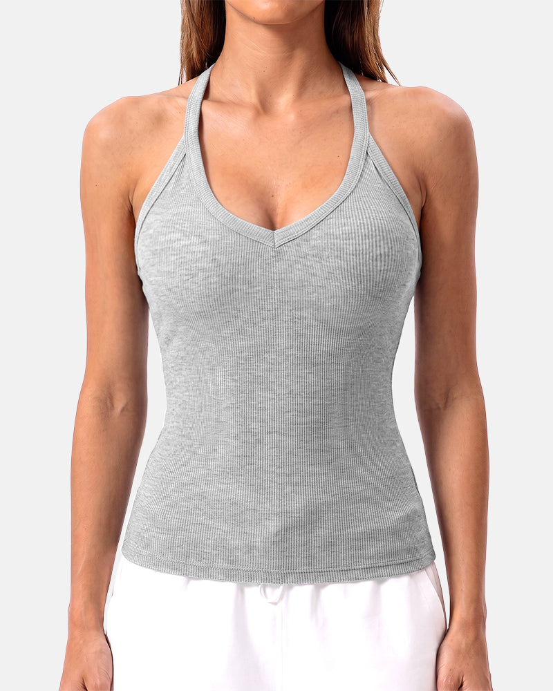 Camisetas sin mangas con tirantes finos, bordado troquelado y cuello redondo