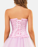 Lace Up Boned Overbust Corset Bustier
