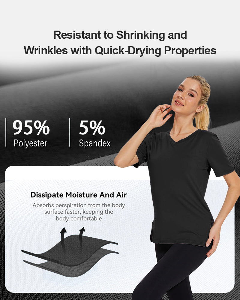 Women's Plus Size Basic Sleeve V-Neck T-Shirts