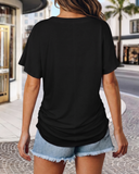 Soft V-Neck Dolman Loose Fit T-Shirt with Side Ruching