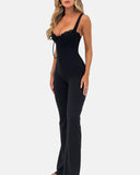 Women's Contrast Lace Knot Front Cami Jumpsuit