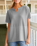 Summer Cozy Oversized Waffle Knit V-Neck Top